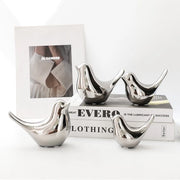 Gold Silver Bird Statues