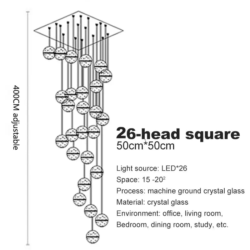 DecorBites™ Crystal Ball LED Chandelier for Modern Living Room & Bedroom décor