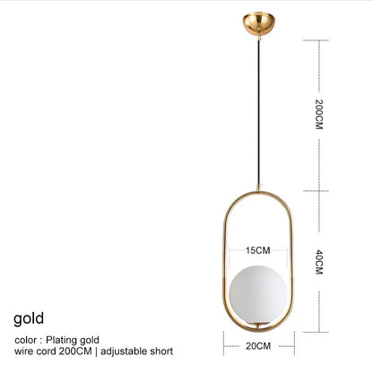 DecorBites™ Glass Ball Pendant Lamp: Elegant Dining Room Light Fixture, Gold Finish