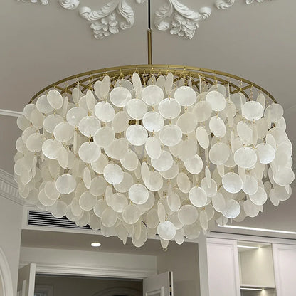 DecorBites™ Aeolian Bells Shell Chandelier for Mediterranean Living Room, Shop, Bar, and Restaurant