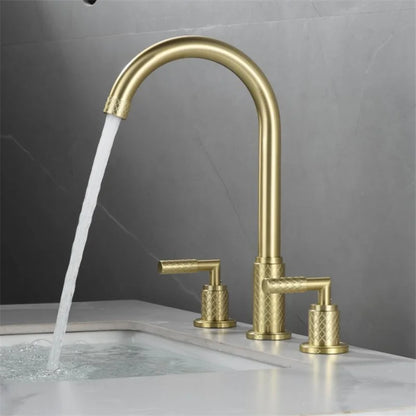 DecorBites™ Black Brass Basin Faucet with Waterfall Effect and 3-Hole Design