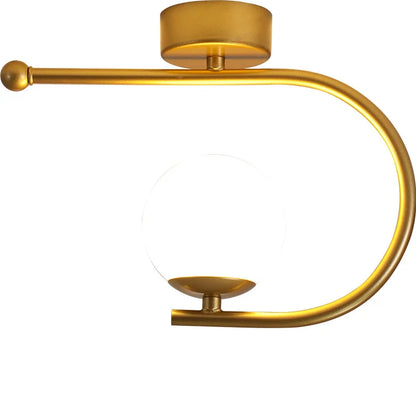 Gold Glass Iron Ceiling Light For Living Space