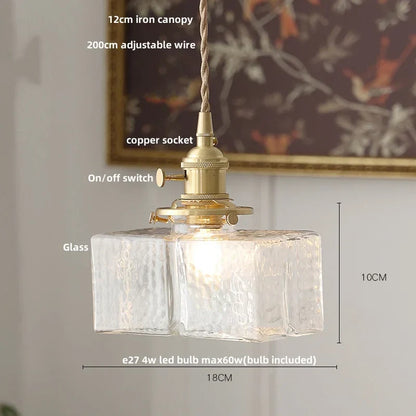 DecorBites™ Cube Amber Glass LED Pendant Lamp | Modern Hanging Light Fixtures