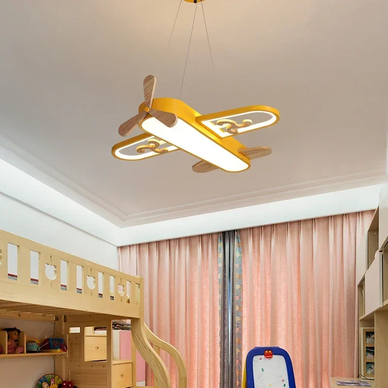 Yellow Blue Wood Ceiling Light