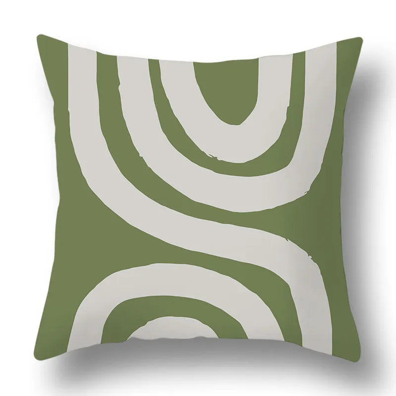 DecorBites™ Green Plants Geometric Print Pillow Cover - Home Sofa Cushion Cover
