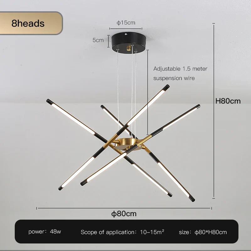 Gold LED Ceiling Chandelier 12-Head Dimmable