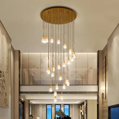 DecorBites™ Crystal LED Staircase Chandelier - Luxe Lighting for Hotel, Living Room, & Lobby