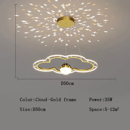DecorBites™ Cloud Flower LED Chandelier: Modern Starry Sky Decor for Kid's Bedroom and Study Hall
