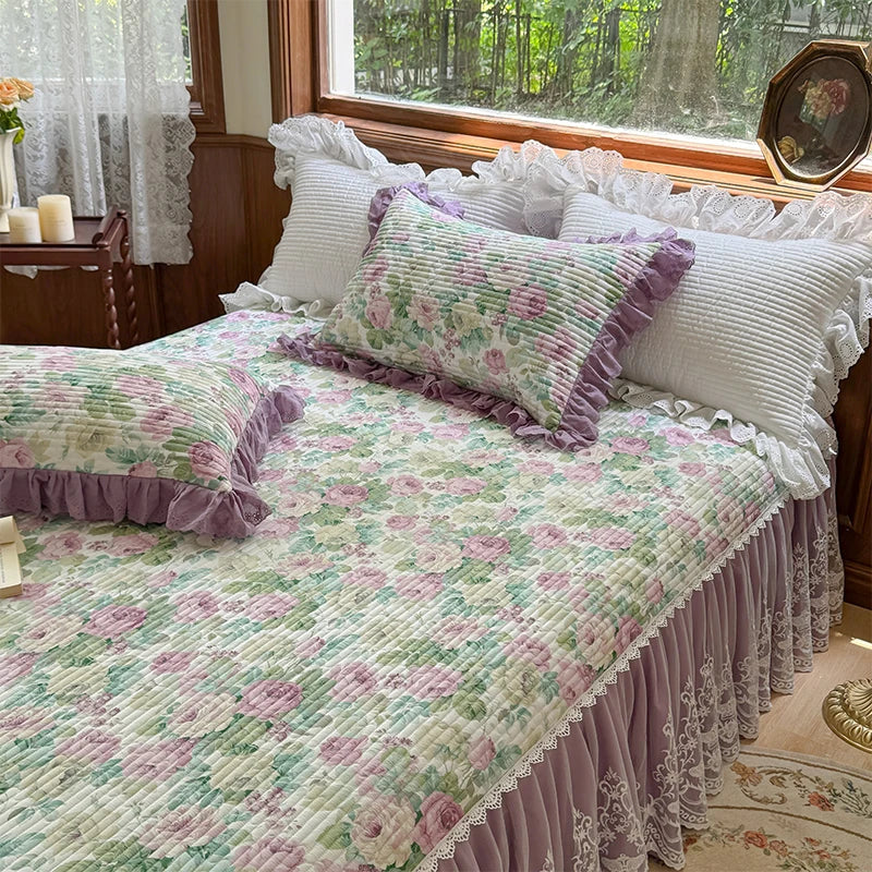 Cotton Ruffles Bed Skirt Set