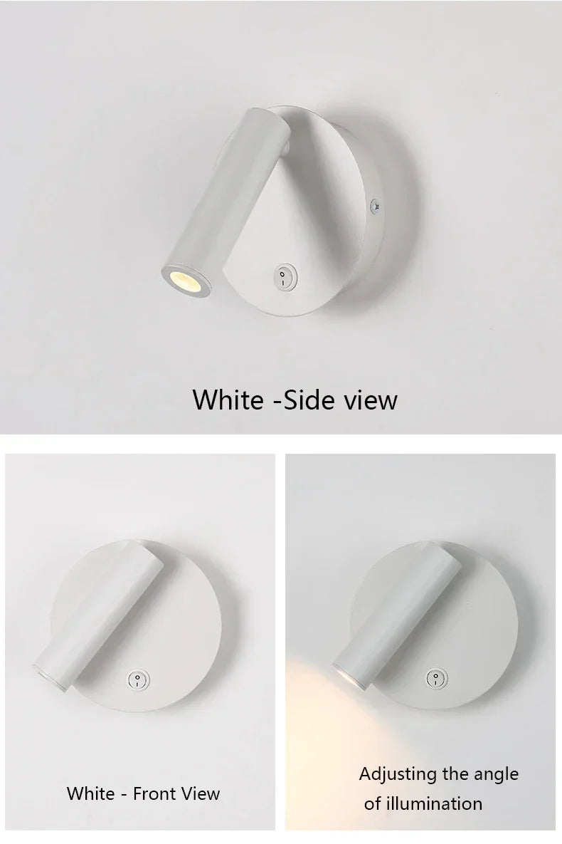 DecorBites™ Adjustable LED Wall Reading Lamp 3W Spotlight for Bedroom and Hotel