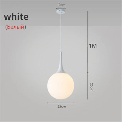 DecorBites™ Glass Ball LED Pendant Lights for Modern Living Room, Black/White Horn Fixtures