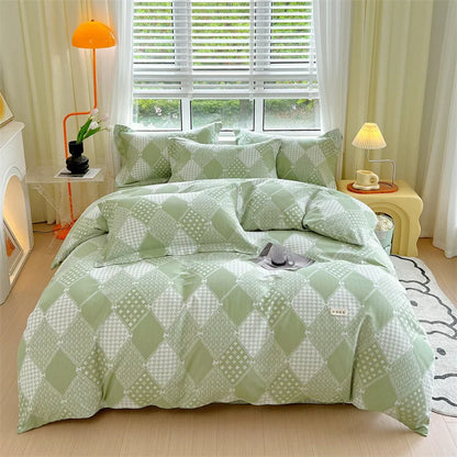 DecorBites™ Cotton Stripe Comforter Cover Set for Single Double Bed - Autumn Winter