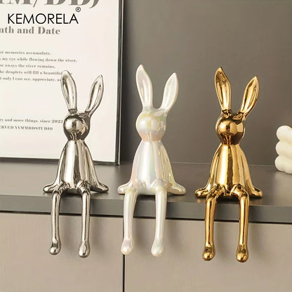 DecorBites™ Ceramic Long-Eared Sitting Rabbit Ornament - Luxury Home Decor Accent