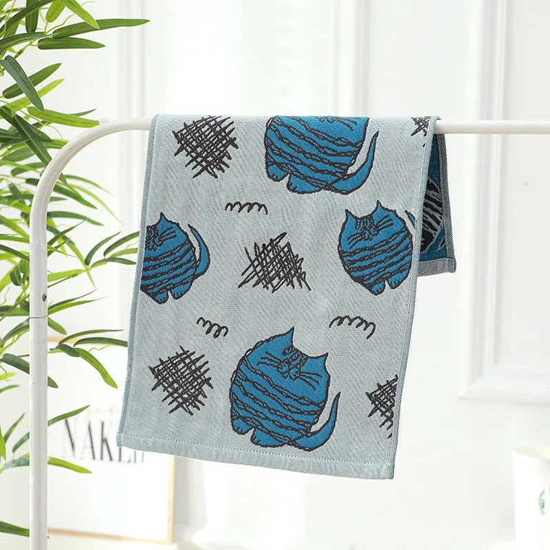 Cat Print Face Towels