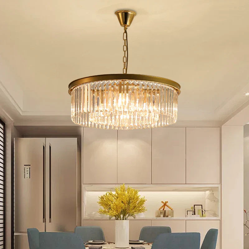DecorBites™ Gold Black Metal LED Pendant Lights with Crystal Suspension and Chain Hangings