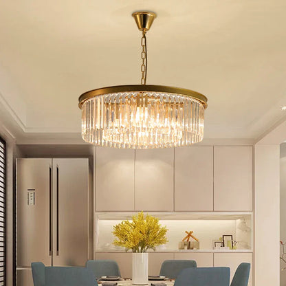 DecorBites™ Gold Black Metal LED Pendant Lights with Crystal Suspension and Chain Hangings