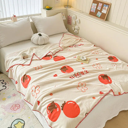 DecorBites™ Cozy Milk Velvet Blanket: Cute Pattern, Warm, Multi-Functional Sofa & Travel Shawl