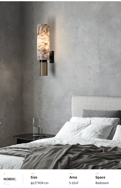 DecorBites™ Copper Alabaster Wall Lamp: Post-Modern High-End Bedroom Lighting