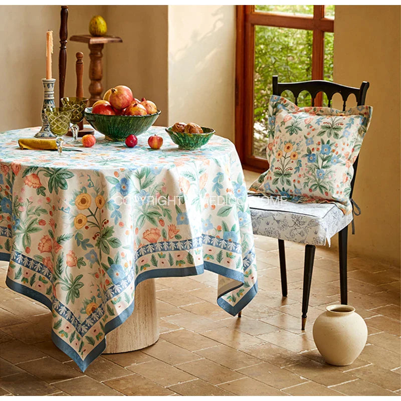 DecorBites™ French Pastoral Flowers Lumbar Pillow Cover 30x50cm Luxe Fabric Texture Case