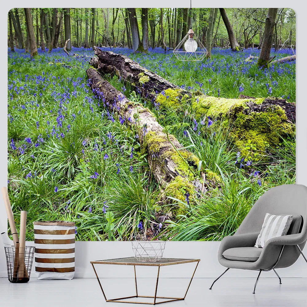 DecorBites™ Forest View Tapestry: Psychedelic Mandala Wall Decor & Beach Towel