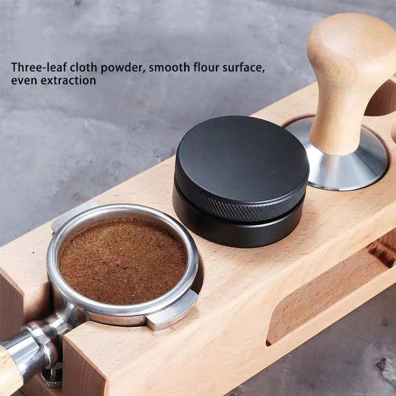 DecorBites™ Coffee Distribution Tool: Adjustable Palm Tamper, Stainless Steel, 3 Angled Slopes