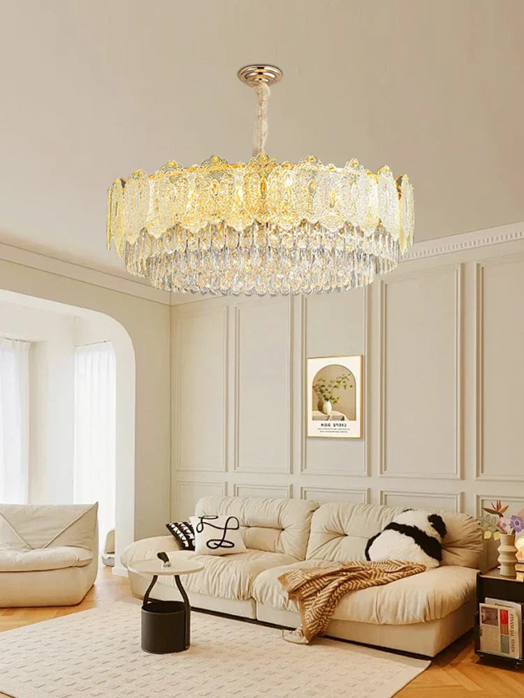 Gold Crystal Dining Pendant Round Dia120cm