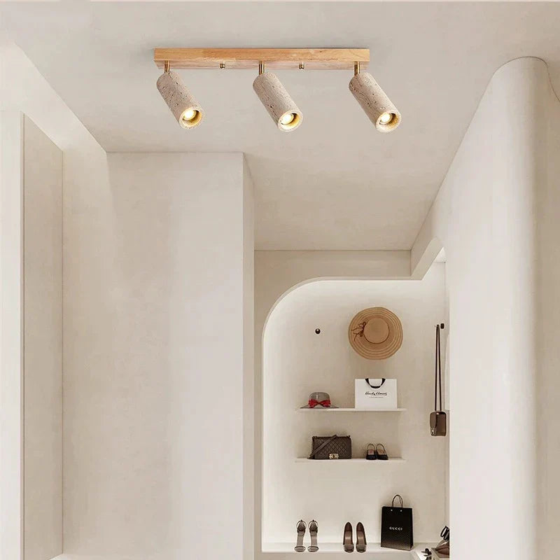DecorBites™ 3-Head LED Ceiling Spotlight for Living Room, Clothing Store - Stone Wood Spot Light
