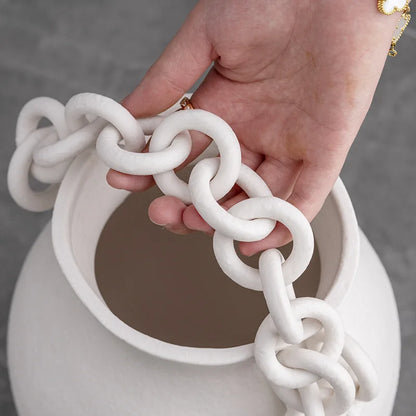 DecorBites™ Geometric Chain Porcelain Vase - Stylish Room Decor & Flower Vase