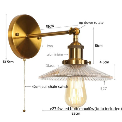 DecorBites™ Industrial Loft LED Wall Lights for Bedroom, Plug In Stairs Lamp