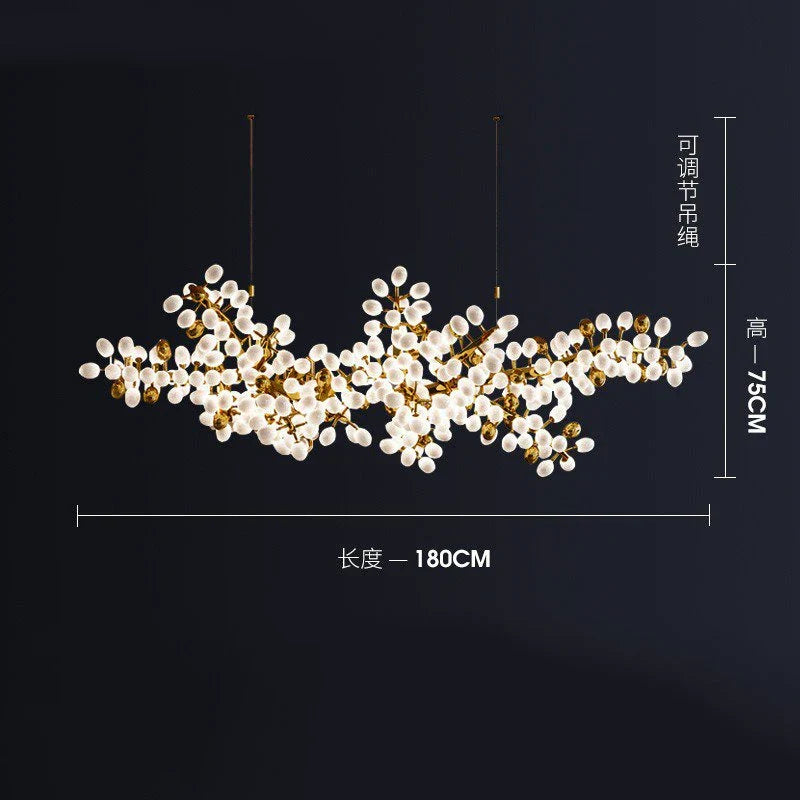 Gold Glass Pendant Chandelier For Kitchen L200cm