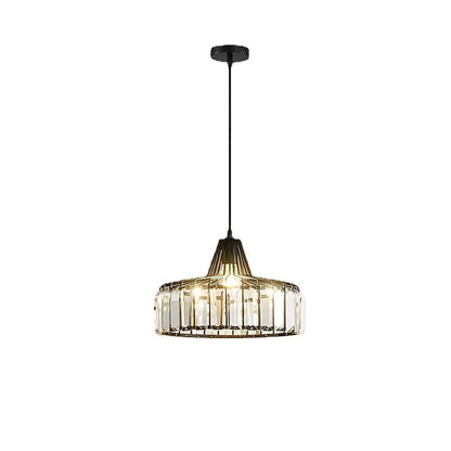 DecorBites™ Crystal LED Pendant Light: Retro Gold Lampshade for Living Room, Bedroom, Dining Room