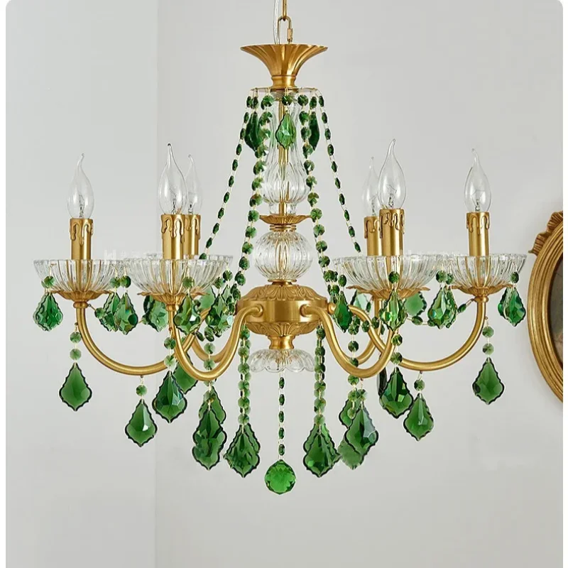 Green Crystal Boho Chandelier