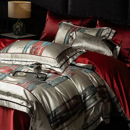 DecorBites™ Luxe Brocade Jacquard Bedding Set with Egyptian Cotton & Embroidery