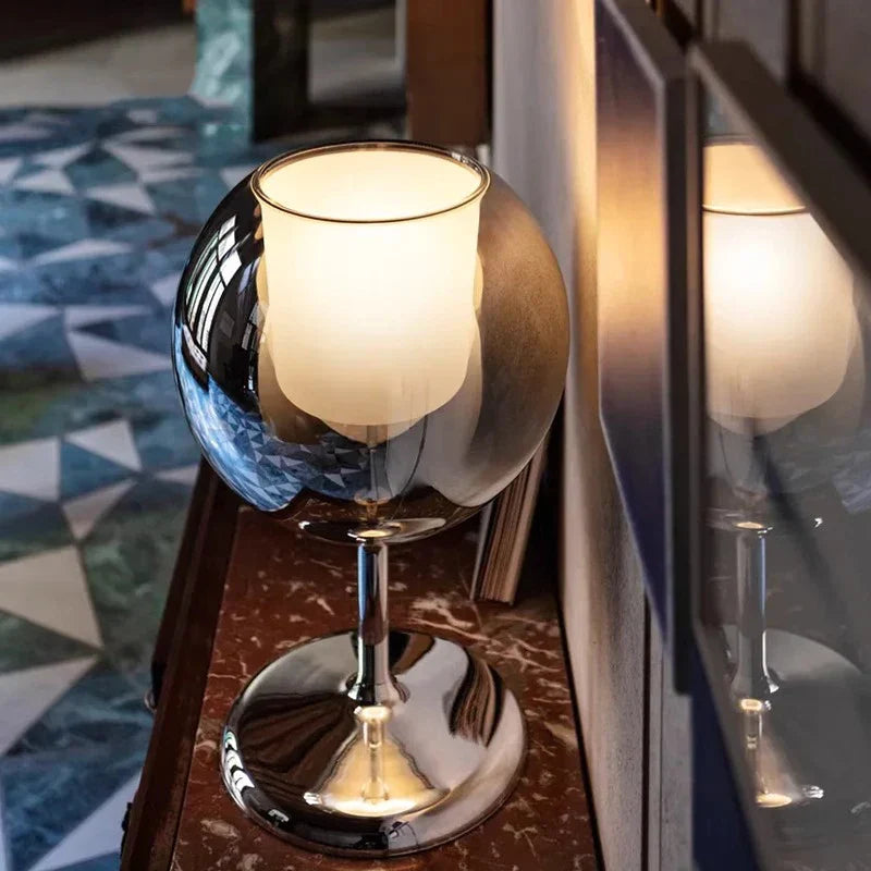 Gold Chrome Glass Table Lamp