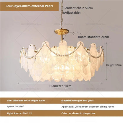 DecorBites™ French Chandelier Garden Light with K9 Crystal | Elegant Pearl Shell Design