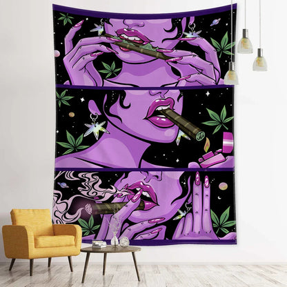 DecorBites™ Green Star Girl Tapestry Wall Hanging Psychedelic Home Decor