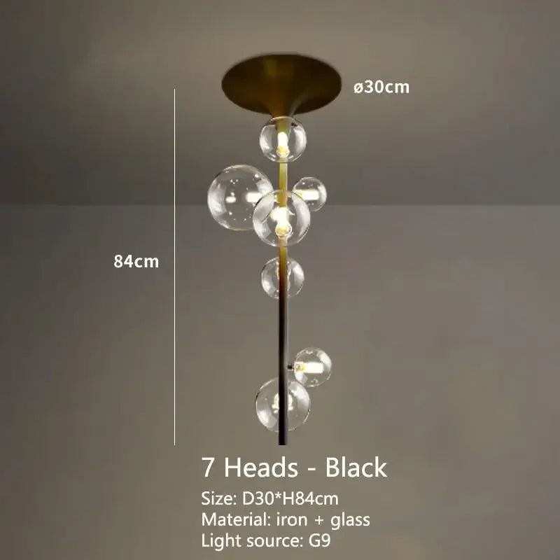 Clear Glass Bubble Chandelier 10-Head Design