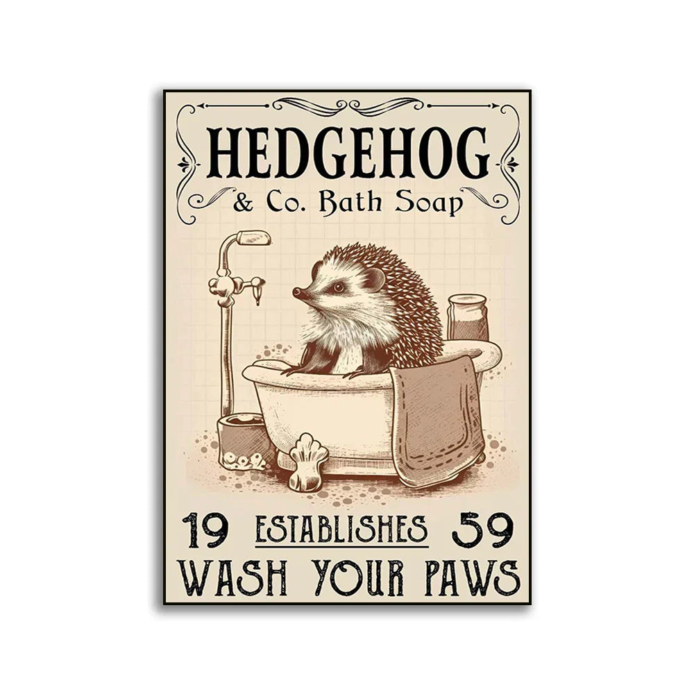 Canvas Hedgehog Bath Poster