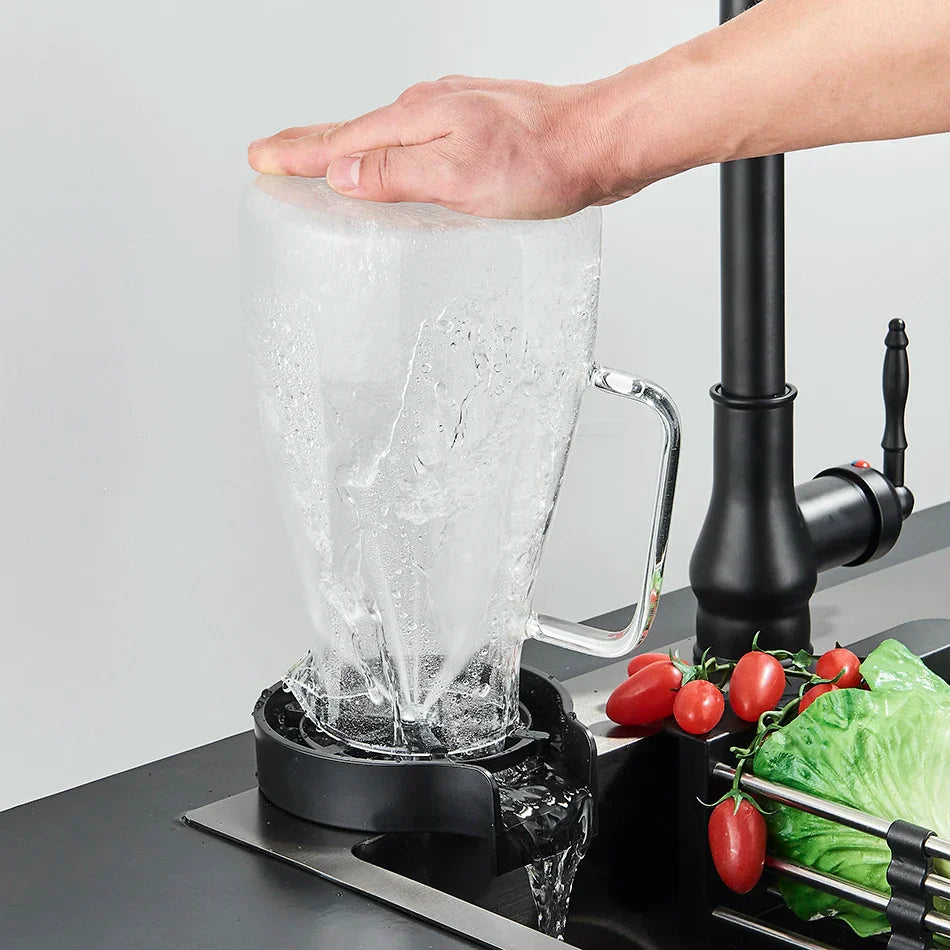 DecorBites™ Glass Rinser Faucet: Automatic Cup & Pitcher Washer for Kitchen Sink