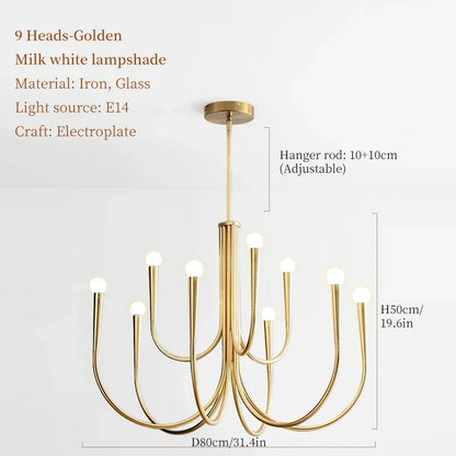 DecorBites™ French Style Black Pendant Light Luxury Led Chandelier Room Decor