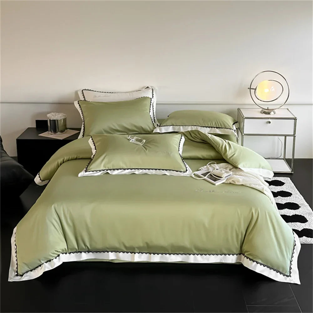 DecorBites™ Hot Diamond Lace Egyptian Cotton Bedding Set: Sheet, Pillowcase, Duvet Cover, Full-Queen-King Size