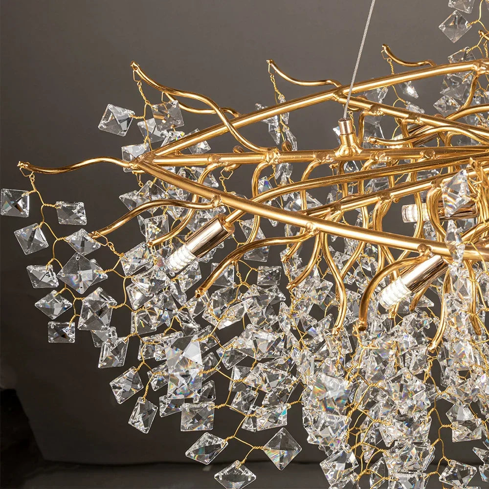 Gold Crystal Branch Chandelier G9 For Kitchen Island