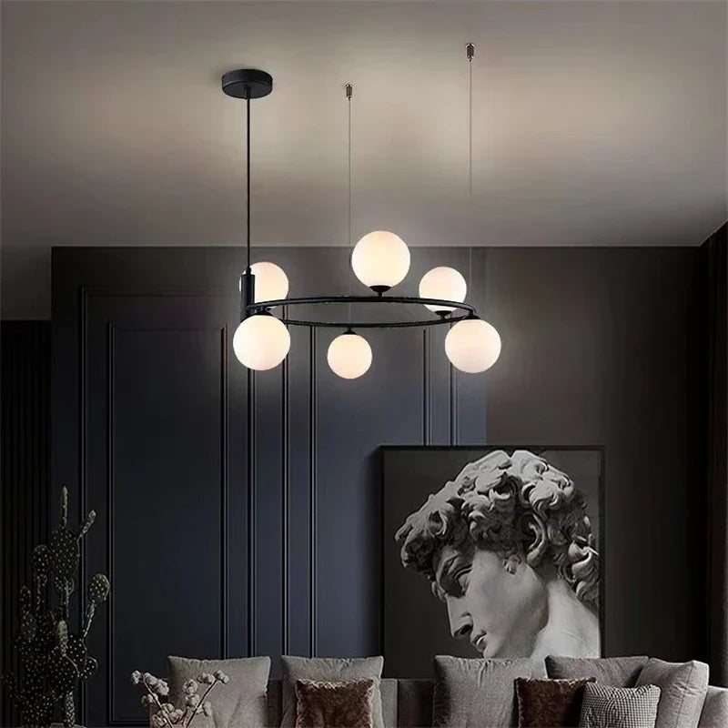 DecorBites™ Glass Ball Pendant Chandelier, Adjustable Height, Modern Nordic Design