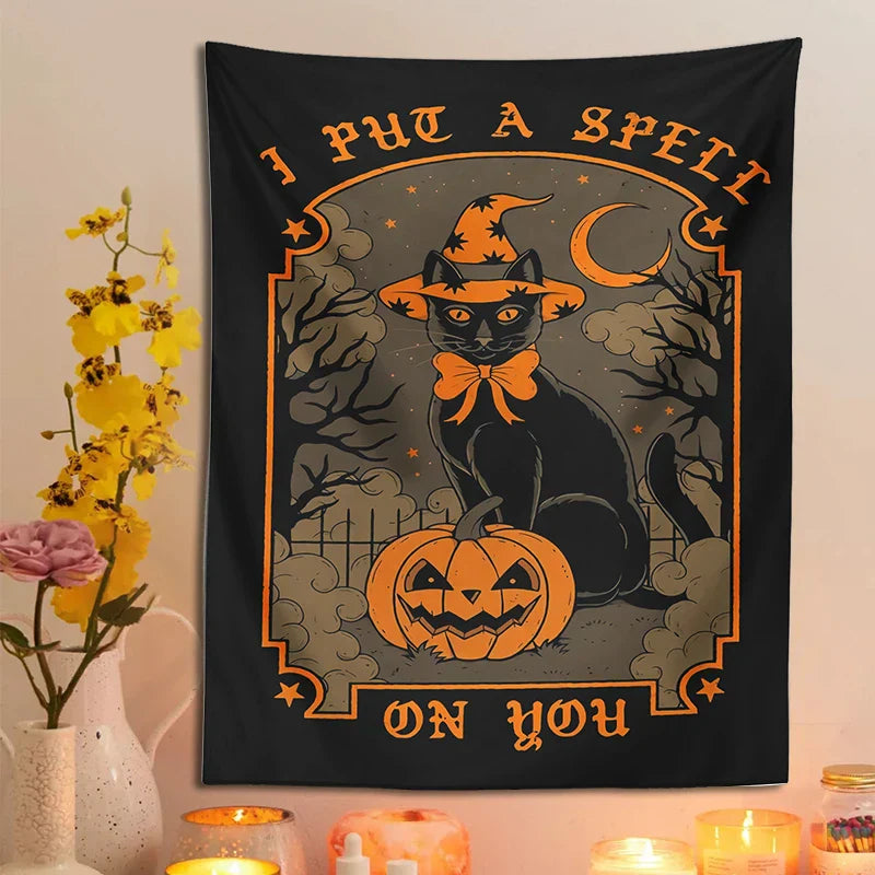 Halloween Cat Wall Tapestry