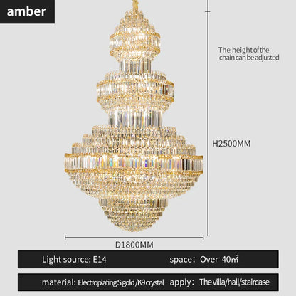 DecorBites™ Crystal Villa Chandelier Pendant - Modern European Style Luxury Hotel Lobby Light