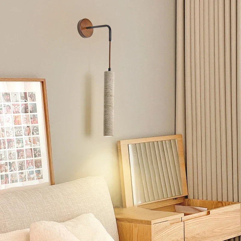 DecorBites™ Adjustable LED Wall Sconce Yellow Travertine Stair Light Fixture for Home Decor
