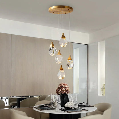 DecorBites™ Diamond Crystal Chandelier Staircase LED Large Living Room Hall Lighting