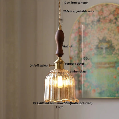 DecorBites™ Cube Amber Glass LED Pendant Lamp | Modern Hanging Light Fixtures