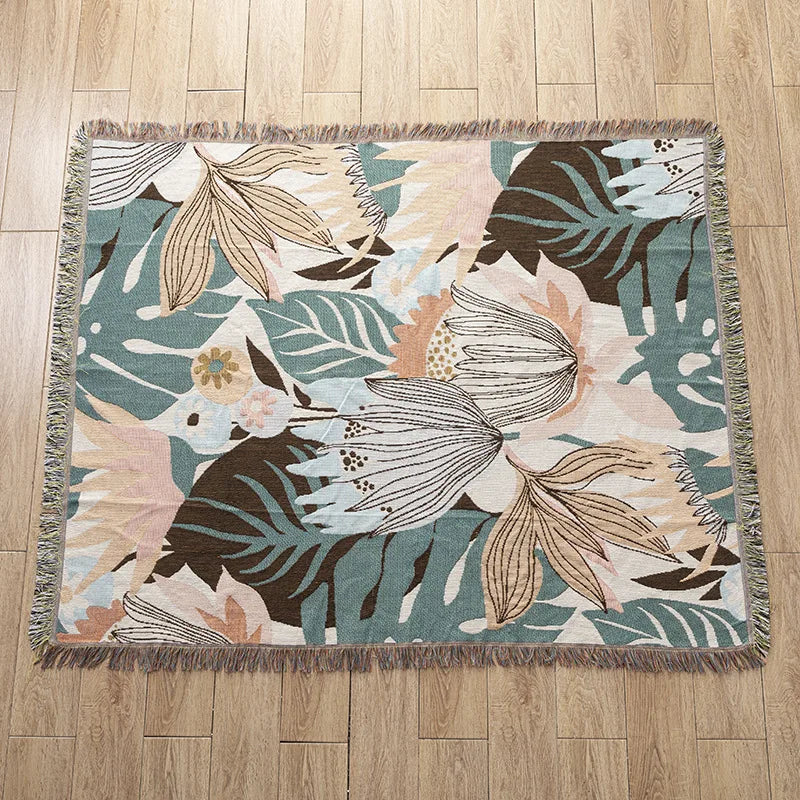 Tapestry Knit Sofa Blanket