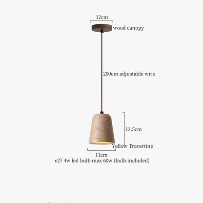 DecorBites™ LED Wood Yellow Travertine Pendant Light for Living Room Bedside - Nordic Interior Lighting